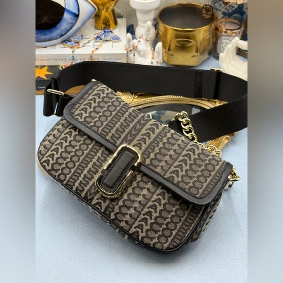 🆕 MARC JACOBS 🧿 NWT The Monogram J Marc Chain Satchel Shoulder Bag, Navy - Picture 8 of 15
